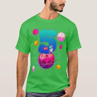 5th Birthday Party Space Lover Bday Gift For Kids T-Shirt