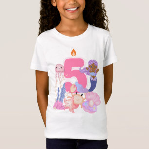 5th Birthday Pastel Mermaid & Sea Creatures T-Shirt
