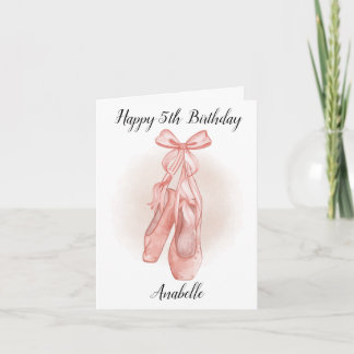 5th birthday personalised ballet slipper card