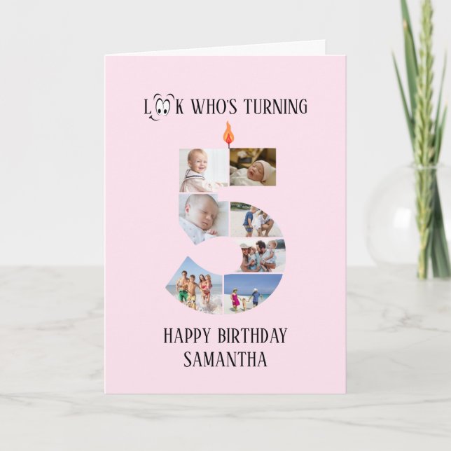5th Birthday Photo Card (Front)