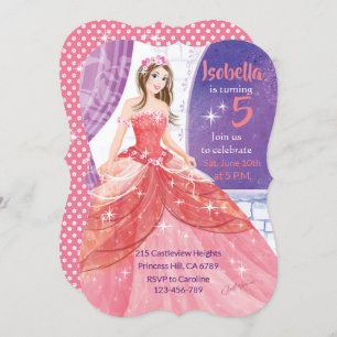 5th Birthday, Pink Princess Activity Invitation