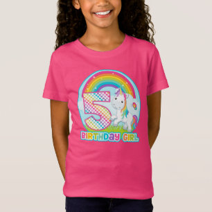 5th Birthday Rainbow Unicorn - Birthday Girl T-Shirt