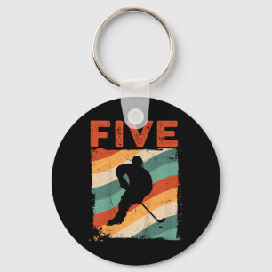 5th Birthday Retro Ice Hockey 5 Years Old Boy Girl Key Ring