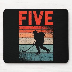 5th Birthday Retro Ice Hockey 5 Years Old Boy Girl Mouse Mat