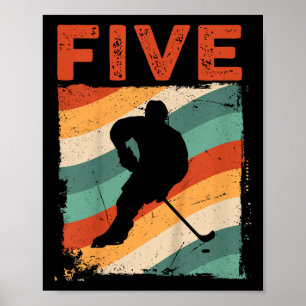 5th Birthday Retro Ice Hockey 5 Years Old Boy Girl Poster