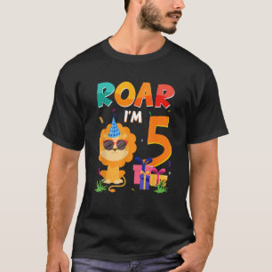 5th Birthday ROAR I M 5 Year Old Boys Lion Safari T-Shirt
