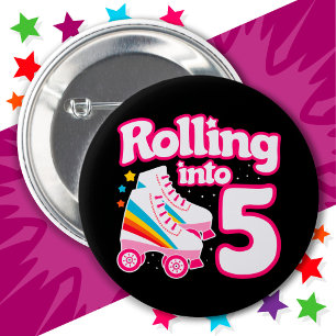 5th Birthday Roller Skating 5 Years Old Skate 6 Cm Round Badge
