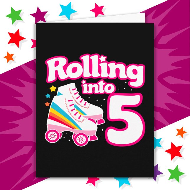 5th Birthday Roller Skating 5 Years Old Skate Card (Creator Uploaded)