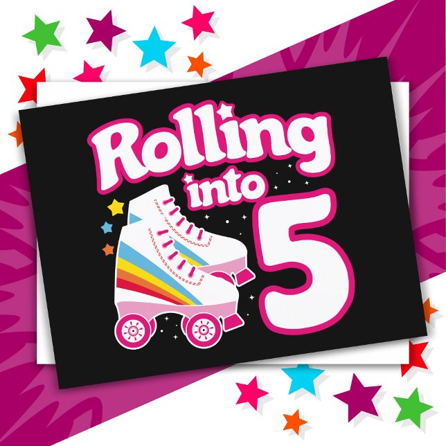 5th Birthday Roller Skating 5 Years Old Skate Postcard (Creator Uploaded)