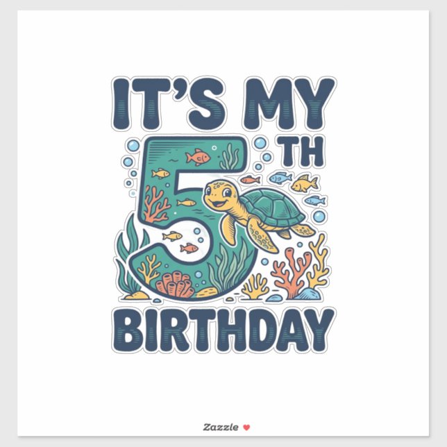5th Birthday Sea Turtle Underwater Vector Design_1 (Sheet)