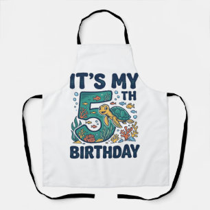 5th Birthday Sea Turtle Underwater Vector Design_1 Apron