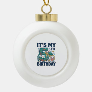 5th Birthday Sea Turtle Underwater Vector Design_1 Ceramic Ball Christmas Ornament