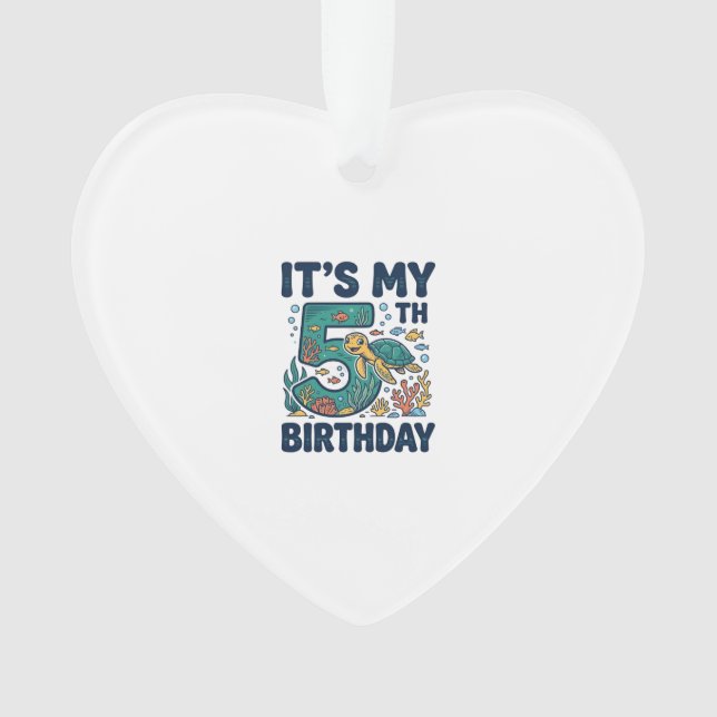 5th Birthday Sea Turtle Underwater Vector Design_1 Ornament (Front)