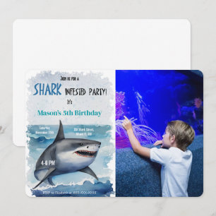 5th Birthday Shark Photo Invitation