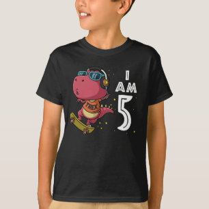 5th birthday Skateboard Trex dinosaur 5 years old T-Shirt