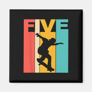 5th Birthday Skateboarding 5 Year Old Skater Party Magnet