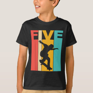 5th Birthday Skateboarding 5 Year Old Skater Party T-Shirt