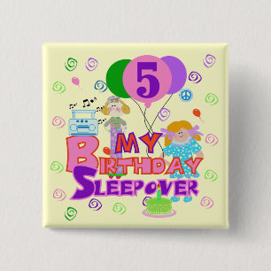 5th Birthday Sleepover Tshirts and Gifts 15 Cm Square Badge