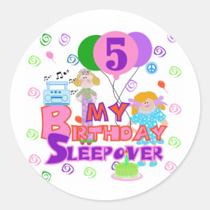 5th Birthday Sleepover Tshirts and Gifts Classic Round Sticker