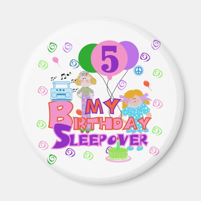 5th Birthday Sleepover Tshirts and Gifts Magnet (Front)