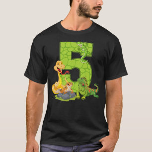 5th Birthday Snake Lizard Reptile 5 Year Old Birth T-Shirt
