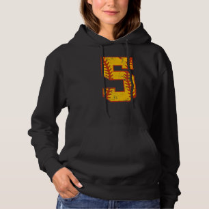 5th Birthday Softball Bdy Five 5 Year Old Girl Hoodie