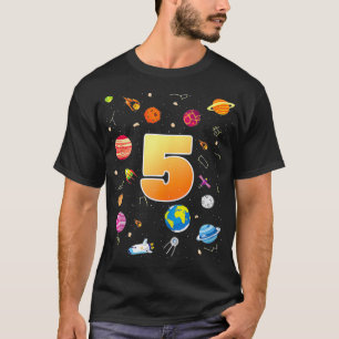 5th Birthday Space Lover 5 Years Old Bday  T-Shirt