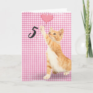 5th birthday tabby cat card