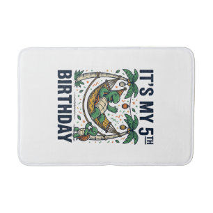 5th Birthday Turtle Hammock Vintage Engraving Desi Bath Mat