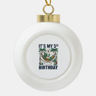 5th Birthday Turtle Hammock Vintage Engraving Desi Ceramic Ball Christmas Ornament