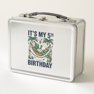 5th Birthday Turtle Hammock Vintage Engraving Desi Metal Lunch Box