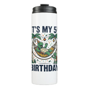 5th Birthday Turtle Hammock Vintage Engraving Desi Thermal Tumbler