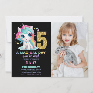 5th Birthday Unicorn Birthday Invitations photo