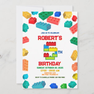 5th Blocks Invitation, Building Blocks Birthday   Invitation