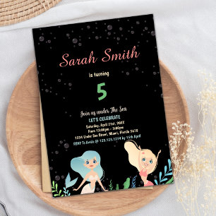 5th Blonde Mermaid Birthday Invitations