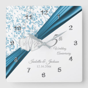 5th Blue Wedding Anniversary Keepsake Square Wall Clock