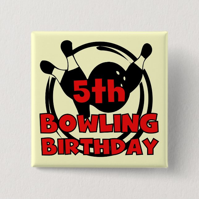 5th Bowling Birthday Tshirts and Gifts 15 Cm Square Badge (Front)