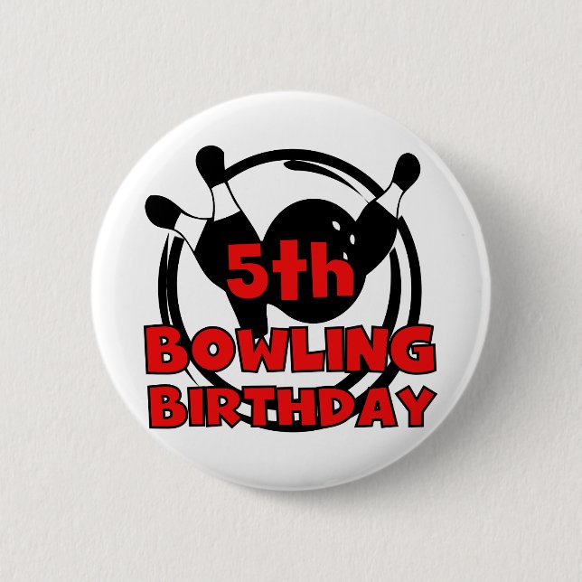 5th Bowling Birthday Tshirts and Gifts 6 Cm Round Badge (Front)
