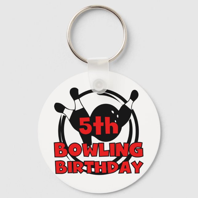 5th Bowling Birthday Tshirts and Gifts Key Ring (Front)