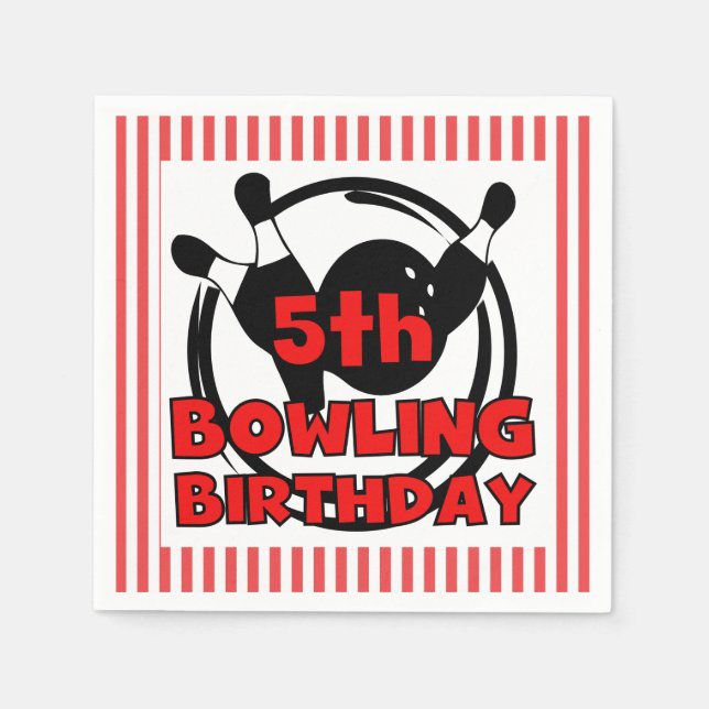 5th Bowling Sports Birthday Paper Napkins (Front)