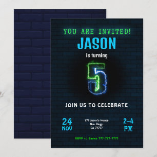 5th Boy Birthday Invitation