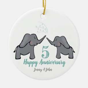 5th bronze elephant wedding anniversary ceramic tree decoration