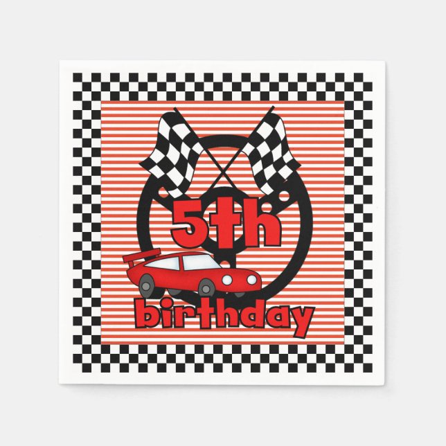 5th Car Racing Birthday Paper Napkins (Front)