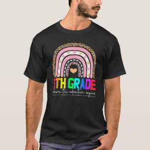 5th Fifth Grade Rainbow Leoprad Happy Back To Scho T-Shirt