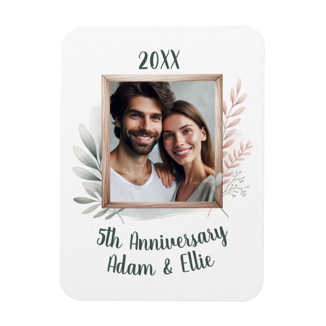 5th Frame Wedding Anniversary Photo Keepsake Magnet (Vertical)