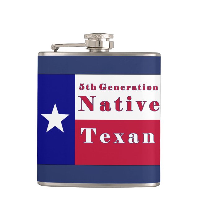 5th Generation Native Texan Flag Hip Flask (Front)