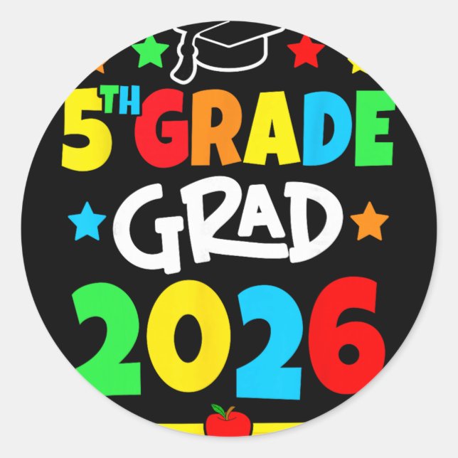 5th Grade 2026 Fifth Grade Grad Elementary School  Classic Round Sticker (Front)