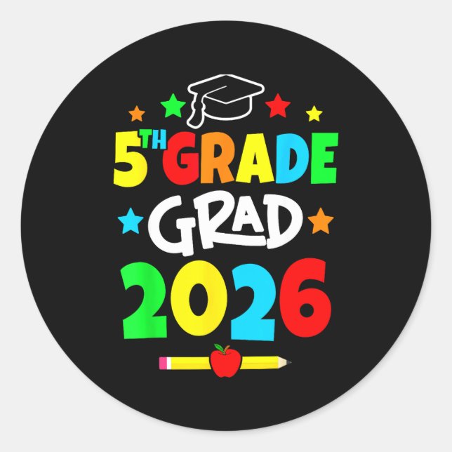 5th grade 2026 fifth grade grad elementary school  classic round sticker (Front)