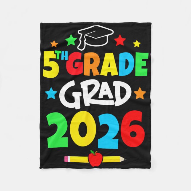 5th Grade 2026 Fifth Grade Grad Elementary School  Fleece Blanket (Front)