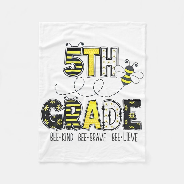 5th Grade Bee Theme Ck To School For Kids  Fleece Blanket (Front)
